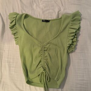 ZARA Ruffle Sleeve Top